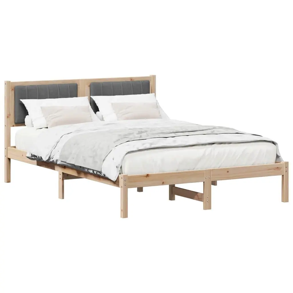 Bed Frame Upholstered Headboard Modern 135 x 190 cm Solid Pine Wood