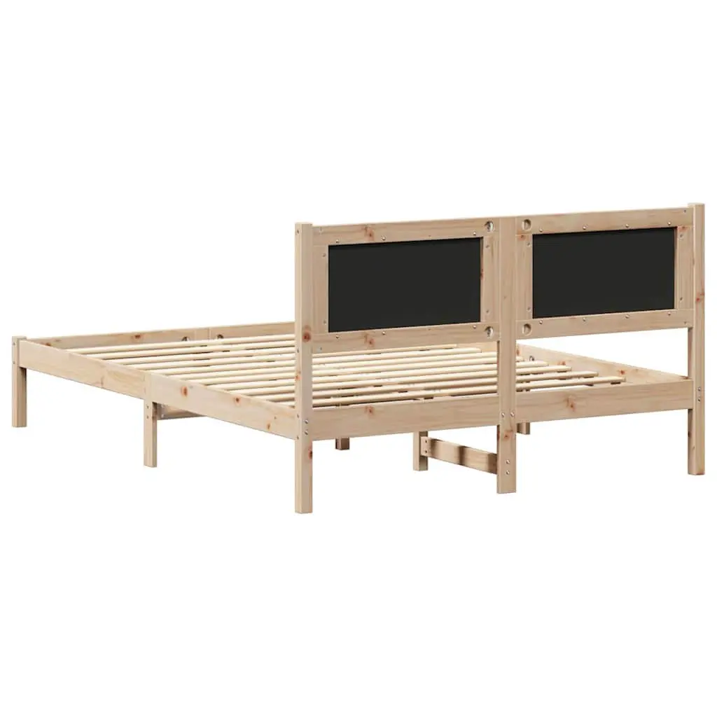 Bed Frame Upholstered Headboard Modern 135 x 190 cm Solid Pine Wood