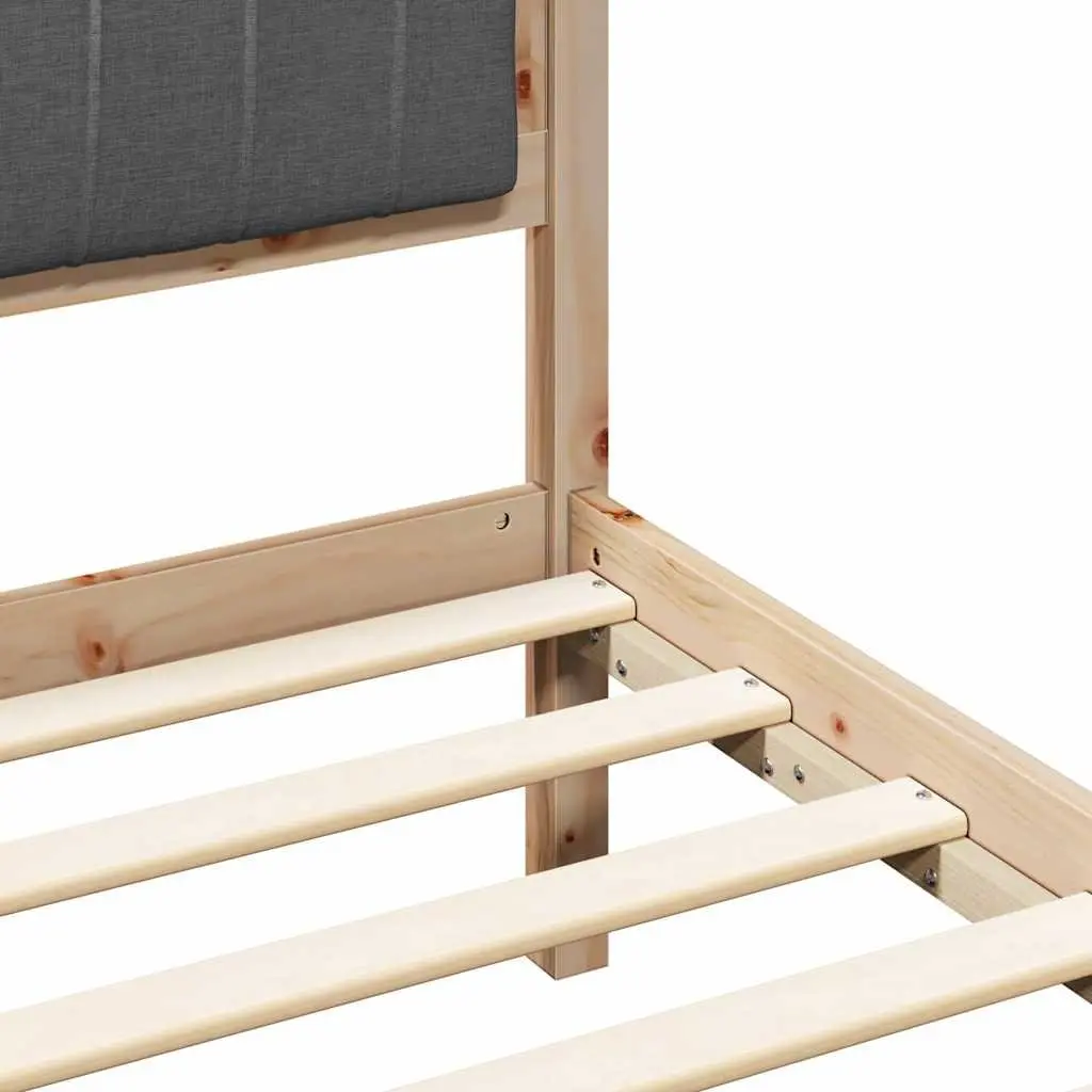 Bed Frame Upholstered Headboard Modern 135 x 190 cm Solid Pine Wood