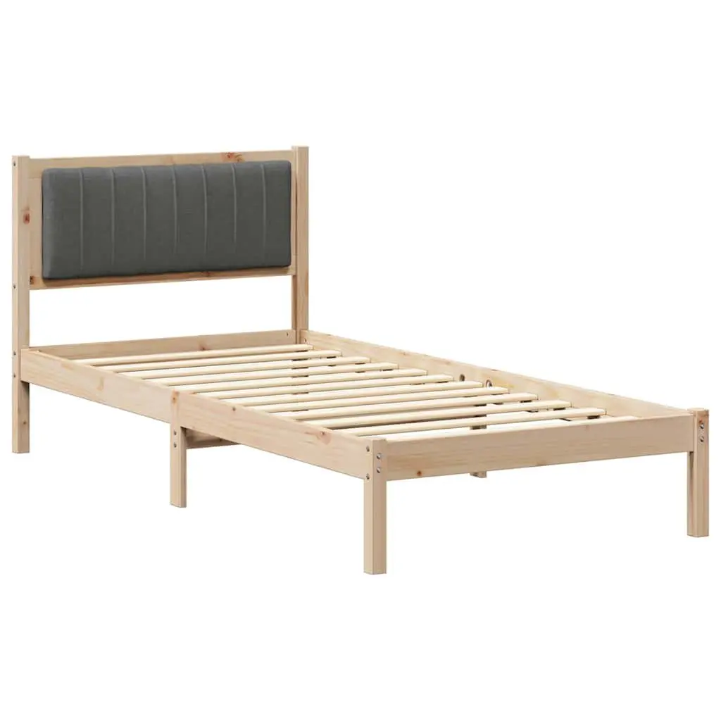 Dark Grey Upholstered Headboard Bed Frame 90 x 190 cm