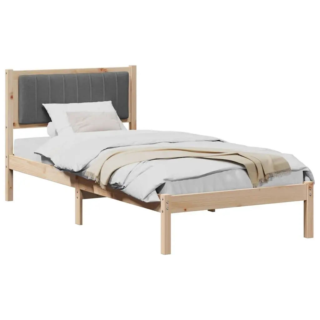 Dark Grey Upholstered Headboard Bed Frame 90 x 190 cm