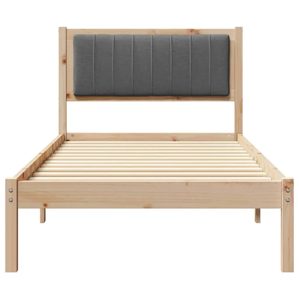 Dark Grey Upholstered Headboard Bed Frame 90 x 190 cm