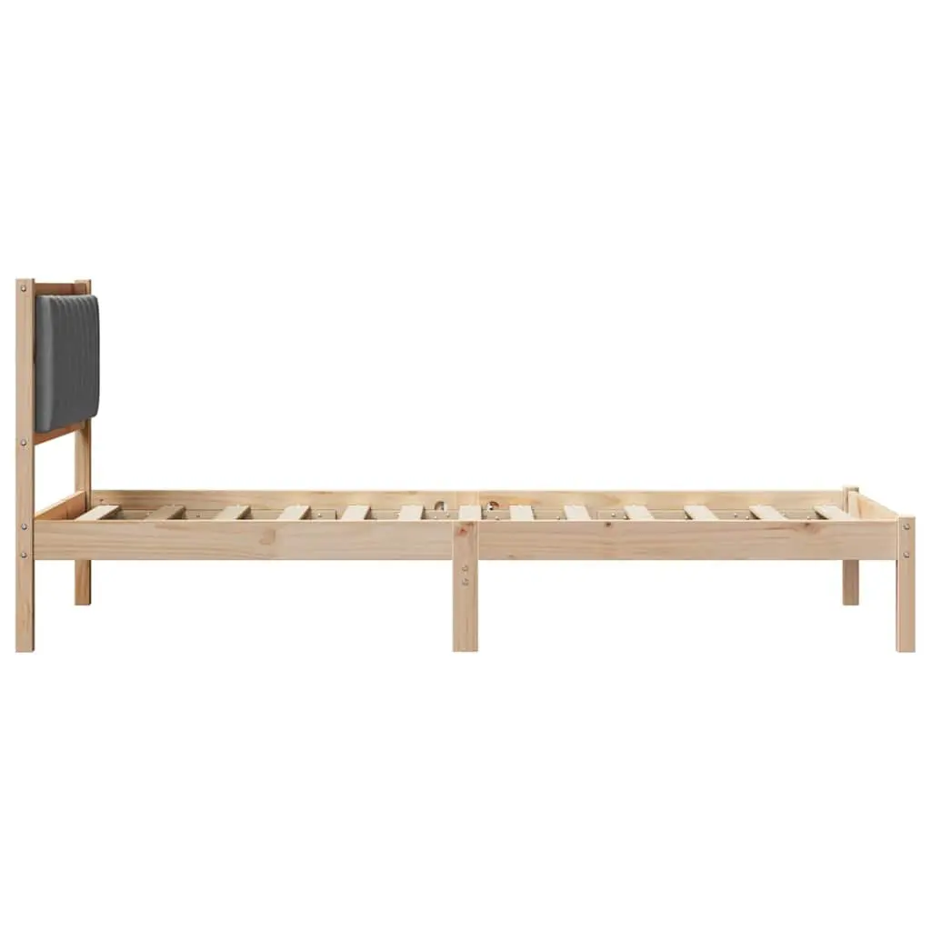 Dark Grey Upholstered Headboard Bed Frame 90 x 190 cm