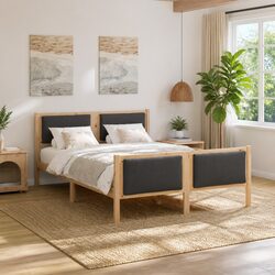 Modern Fabric Headboard Bed Frame for Comfort 135x190cm