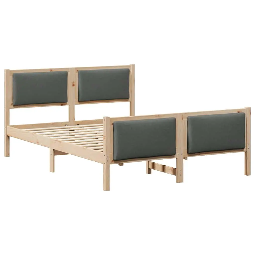Bed Frame with Fabric Headboard Modern Design Bedroom Furniture 135x190cm