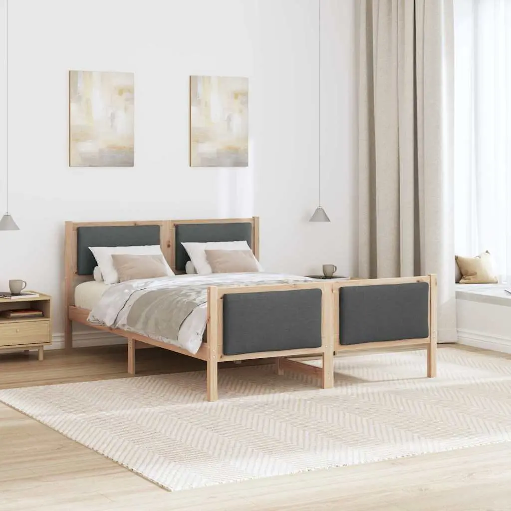 Bed Frame with Fabric Headboard Modern Design Bedroom Furniture 135x190cm