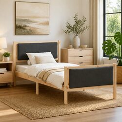 Cozy Bed Frame with Headboard 90 x 190 cm for Relaxing Nights