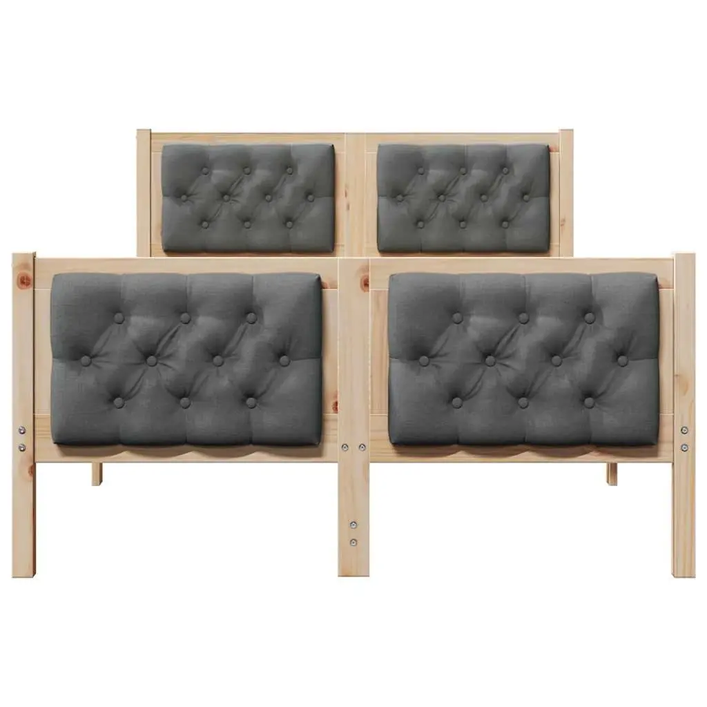 Bed Frame Grey 135 x 190 cm Solid Pine Wood with Headboard