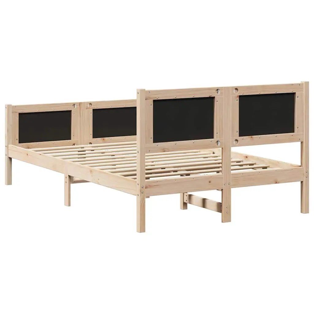 Bed Frame Grey 135 x 190 cm Solid Pine Wood with Headboard