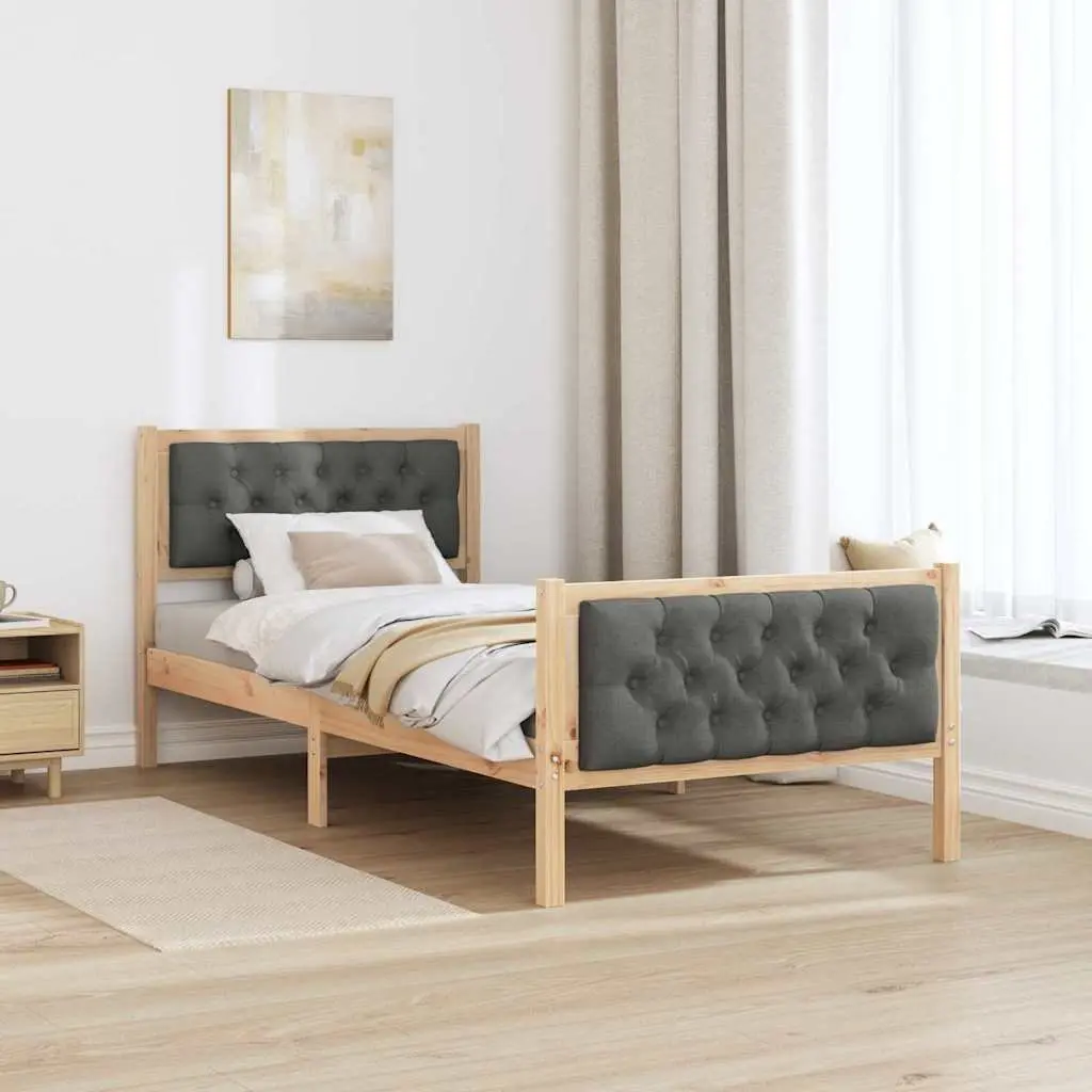 Bed Frame with Padded Headboard 90 x 190 cm