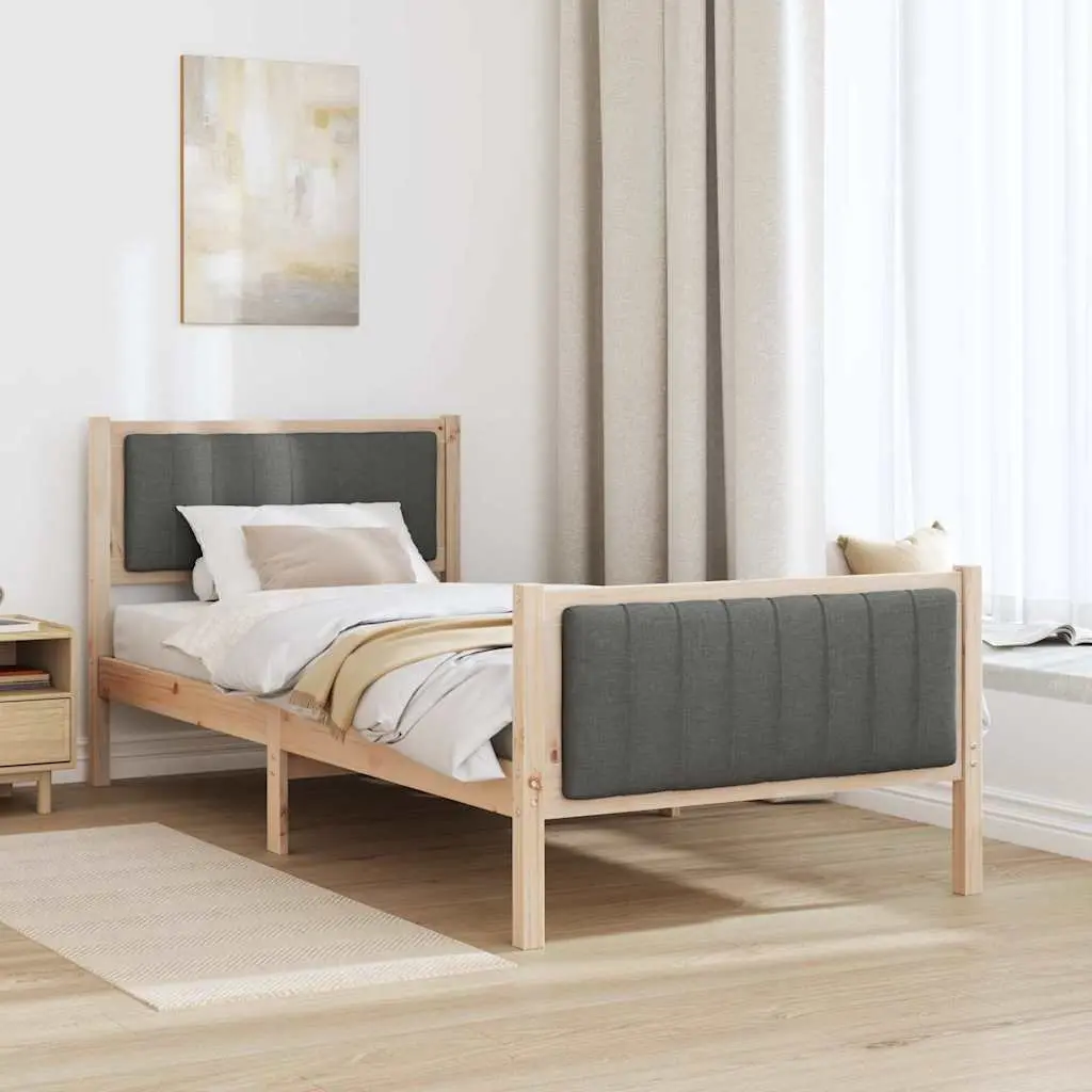 Bed Frame 90 x 190 cm Platform Solid Pine Wood Bedroom Furniture Modern Design