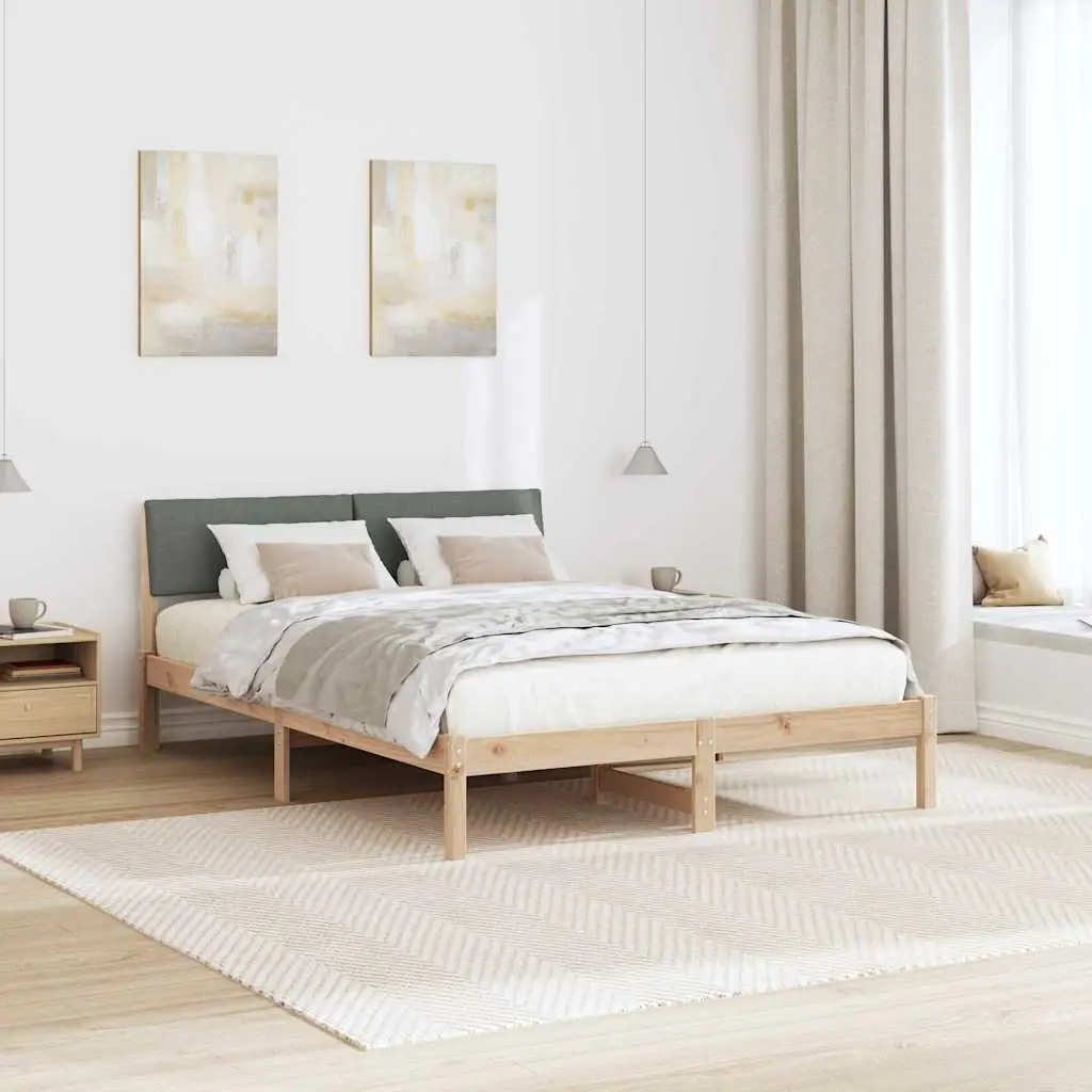 Brown Platform Bed Frame 150 x 200 cm with Headboard