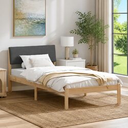 Solid Pine Wood Bed Frame 90 x 190 cm with Headboard