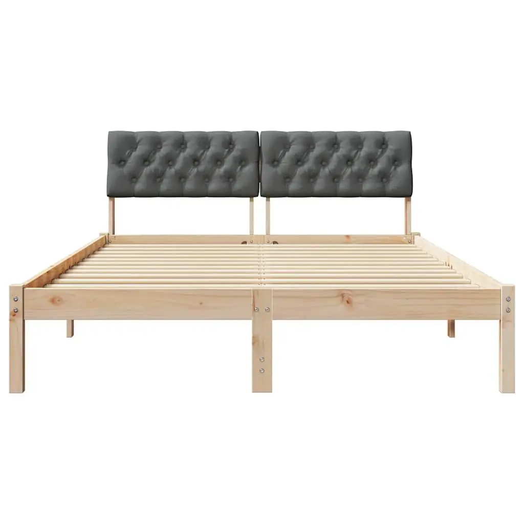 Platform Bed Frame Modern 150x200cm Solid Pine Wood Brown Dark Grey