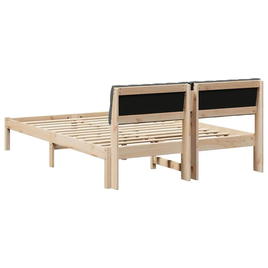 Platform Bed Frame Modern 150x200cm Solid Pine Wood Brown Dark Grey