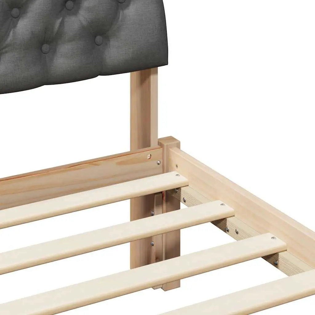 Brown Dark Grey Solid Pine Wood Platform Bed Frame 135 x 190 cm