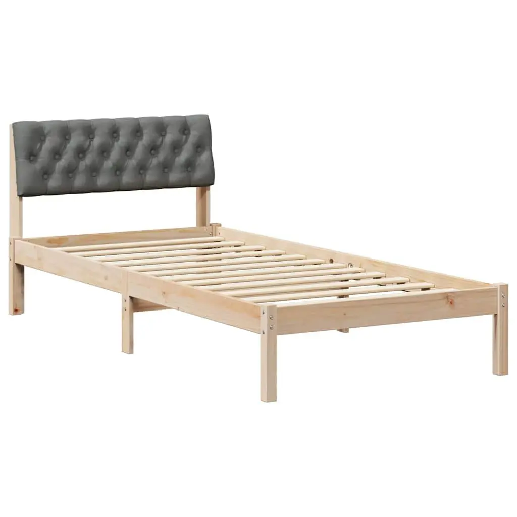 Solid Pine Wood Bed Frame 90x190cm in Brown and Dark Grey