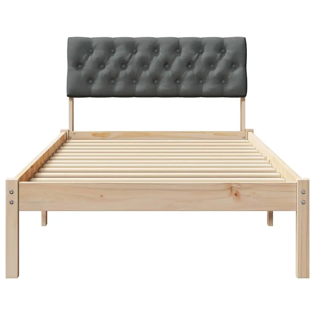 Solid Pine Wood Bed Frame 90x190cm in Brown and Dark Grey