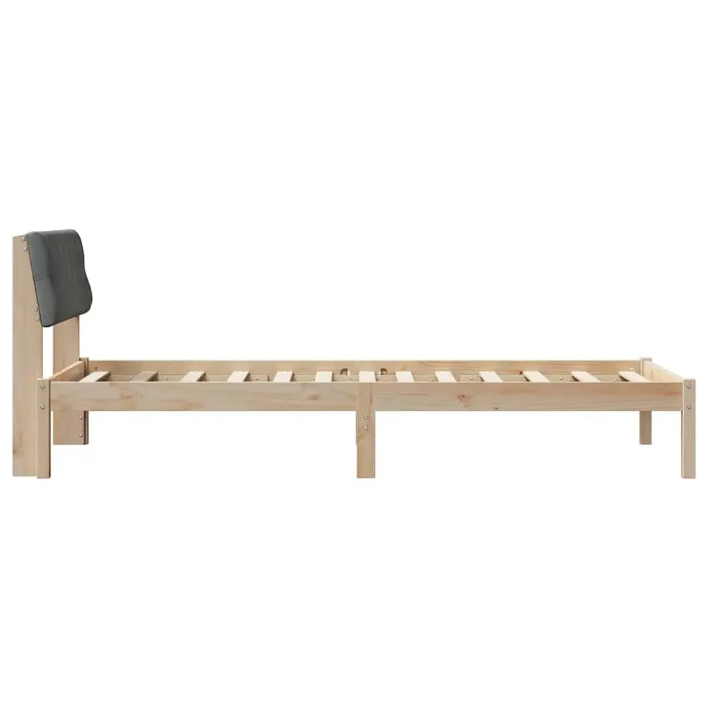 Solid Pine Wood Bed Frame 90x190cm in Brown and Dark Grey
