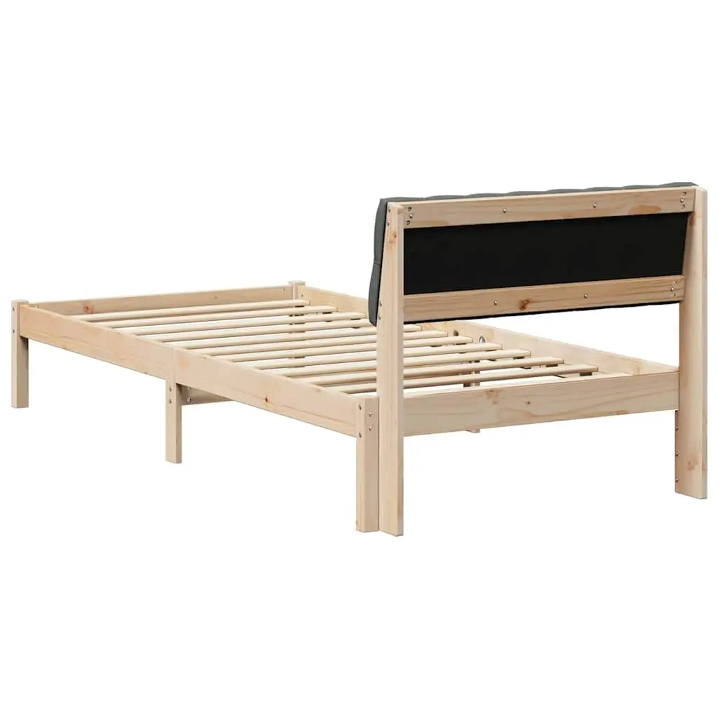 Solid Pine Wood Bed Frame 90x190cm in Brown and Dark Grey