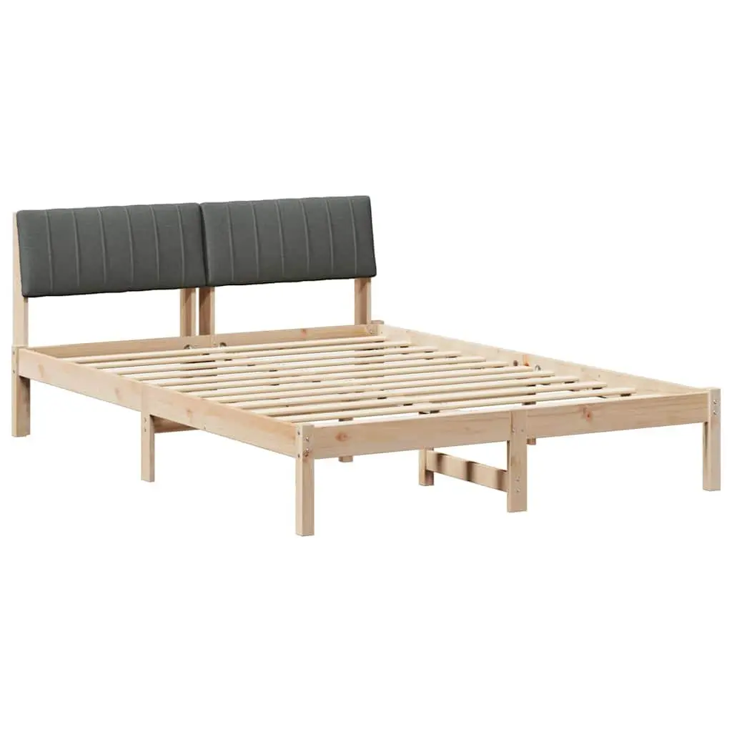 Solid Pine Wood Bed Frame with Wall-Mounted Headboard