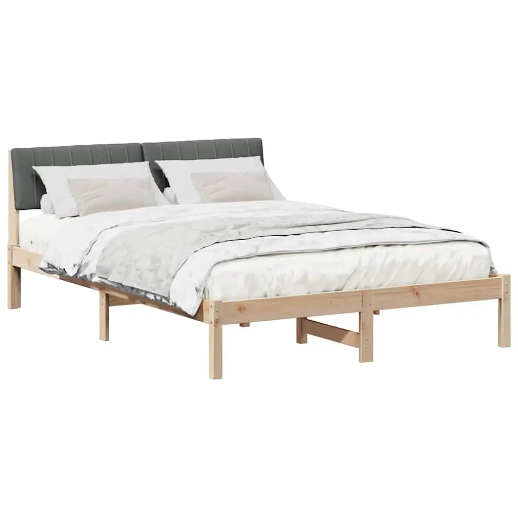 Solid Pine Wood Bed Frame with Wall-Mounted Headboard