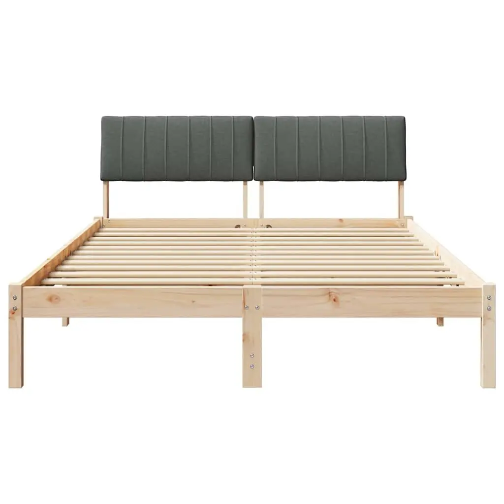 Solid Pine Wood Bed Frame with Wall-Mounted Headboard
