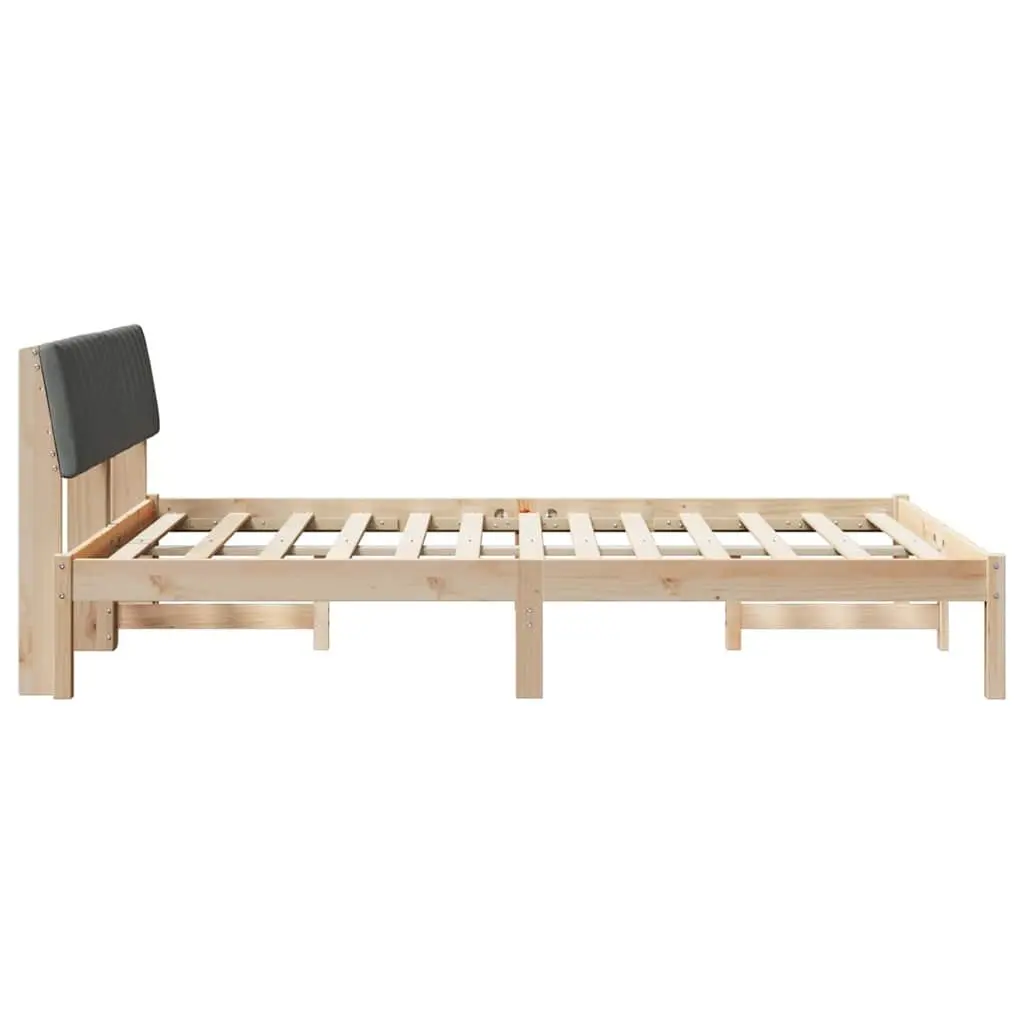 Solid Pine Wood Bed Frame with Wall-Mounted Headboard