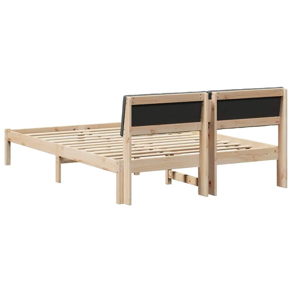 Solid Pine Wood Bed Frame with Wall-Mounted Headboard