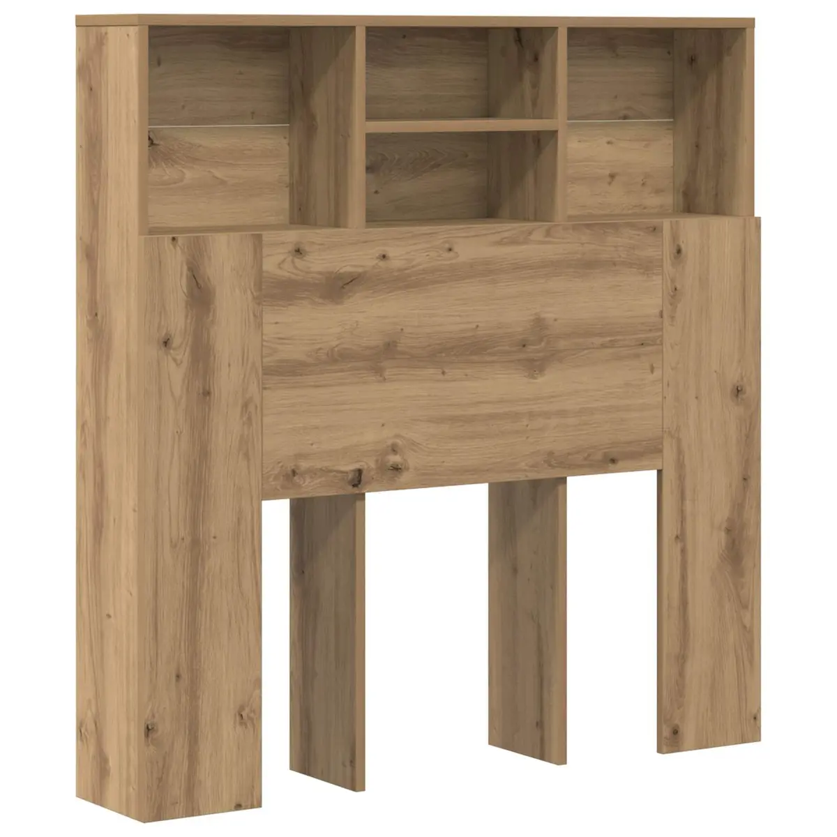 Headboard Cabinet Wall-Mounted Bedroom Storage Shelving Modern Brown Engineered