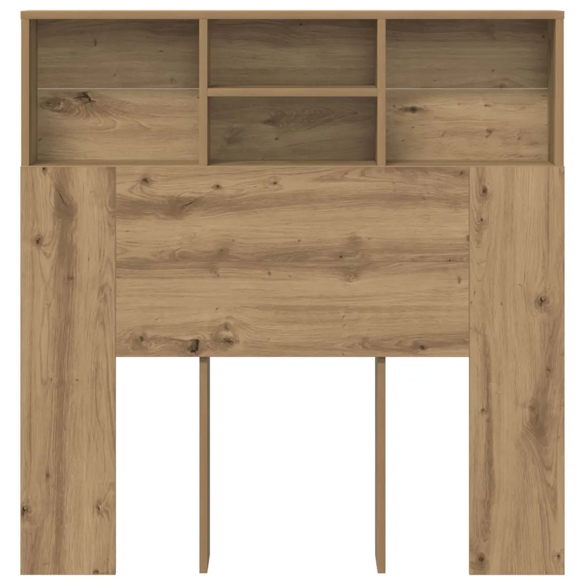Headboard Cabinet Wall-Mounted Bedroom Storage Shelving Modern Brown Engineered