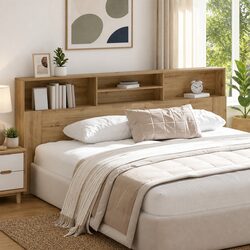 Warm Wall-Mounted Headboard Cabinet for Cozy Bedrooms