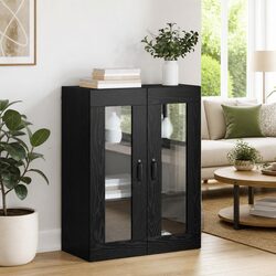 Wall-Mounted Storage Cabinet in Black Oak for Living Spaces
