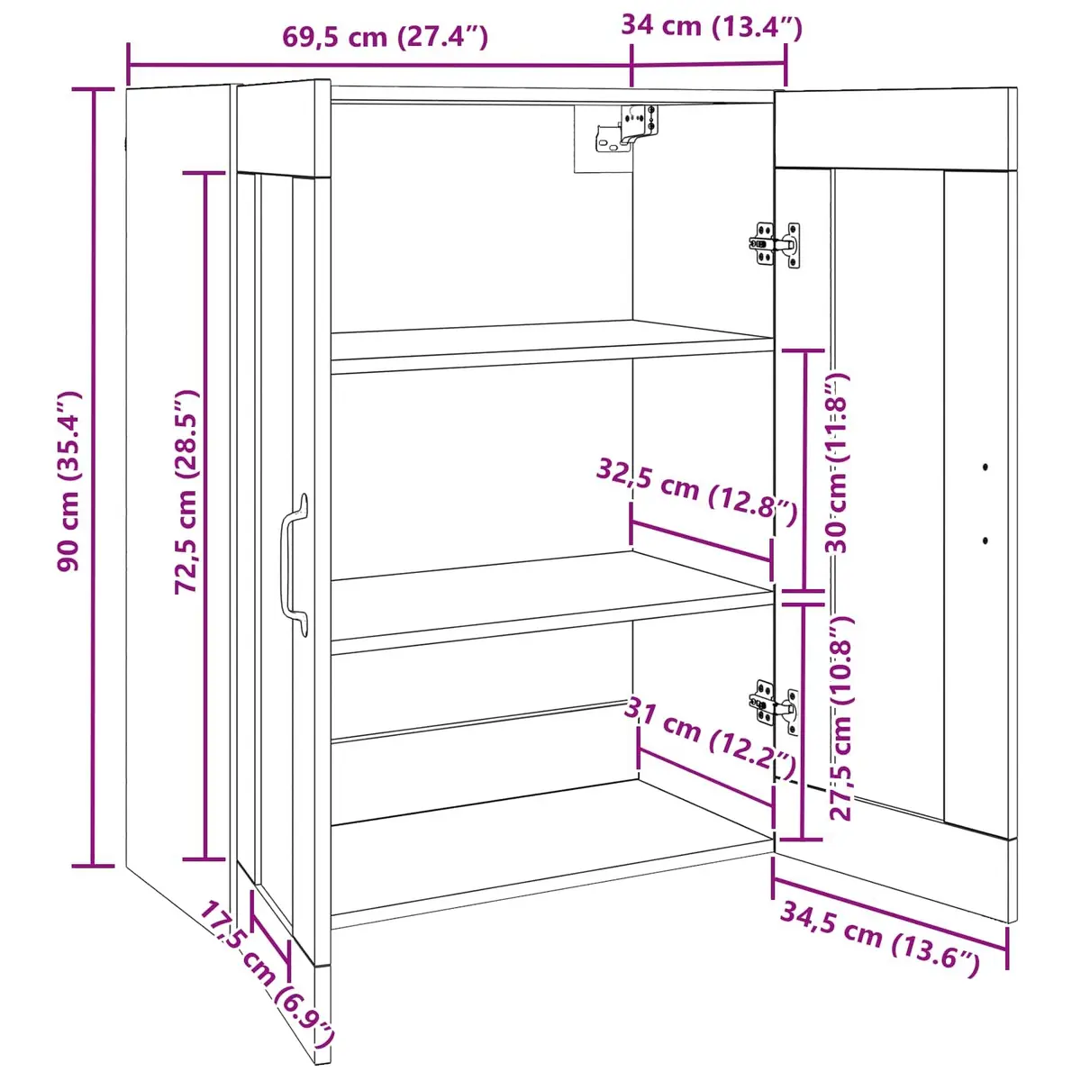 Wall-Mounted Storage Cabinet in Black Oak for Living Spaces
