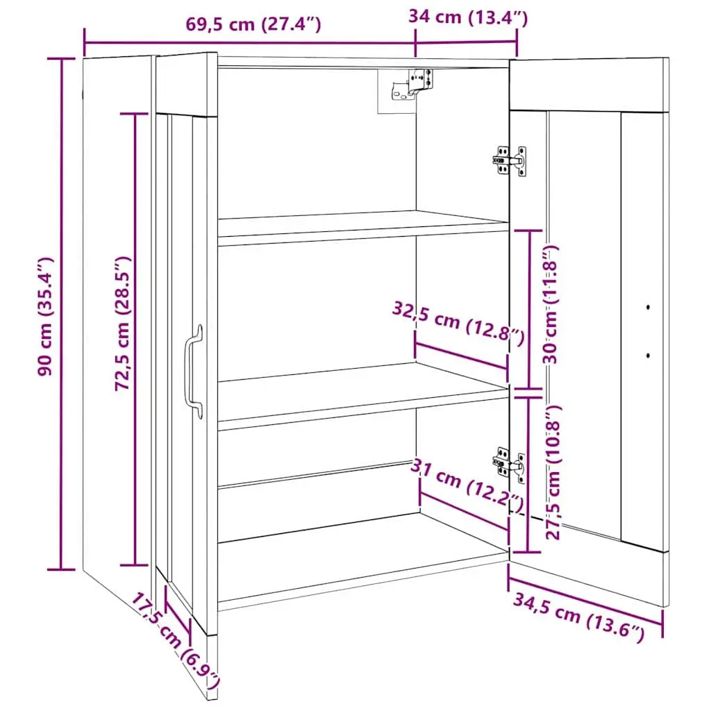Wall-Mounted Storage Cabinet in Black Oak for Living Spaces