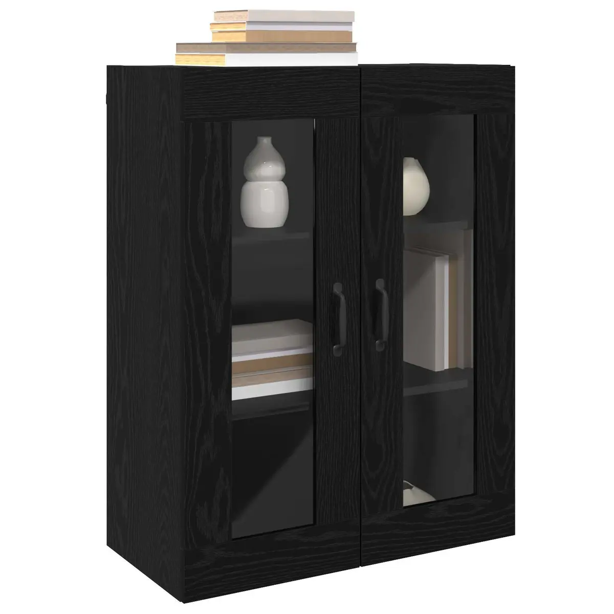 Wall-Mounted Storage Cabinet in Black Oak for Living Spaces