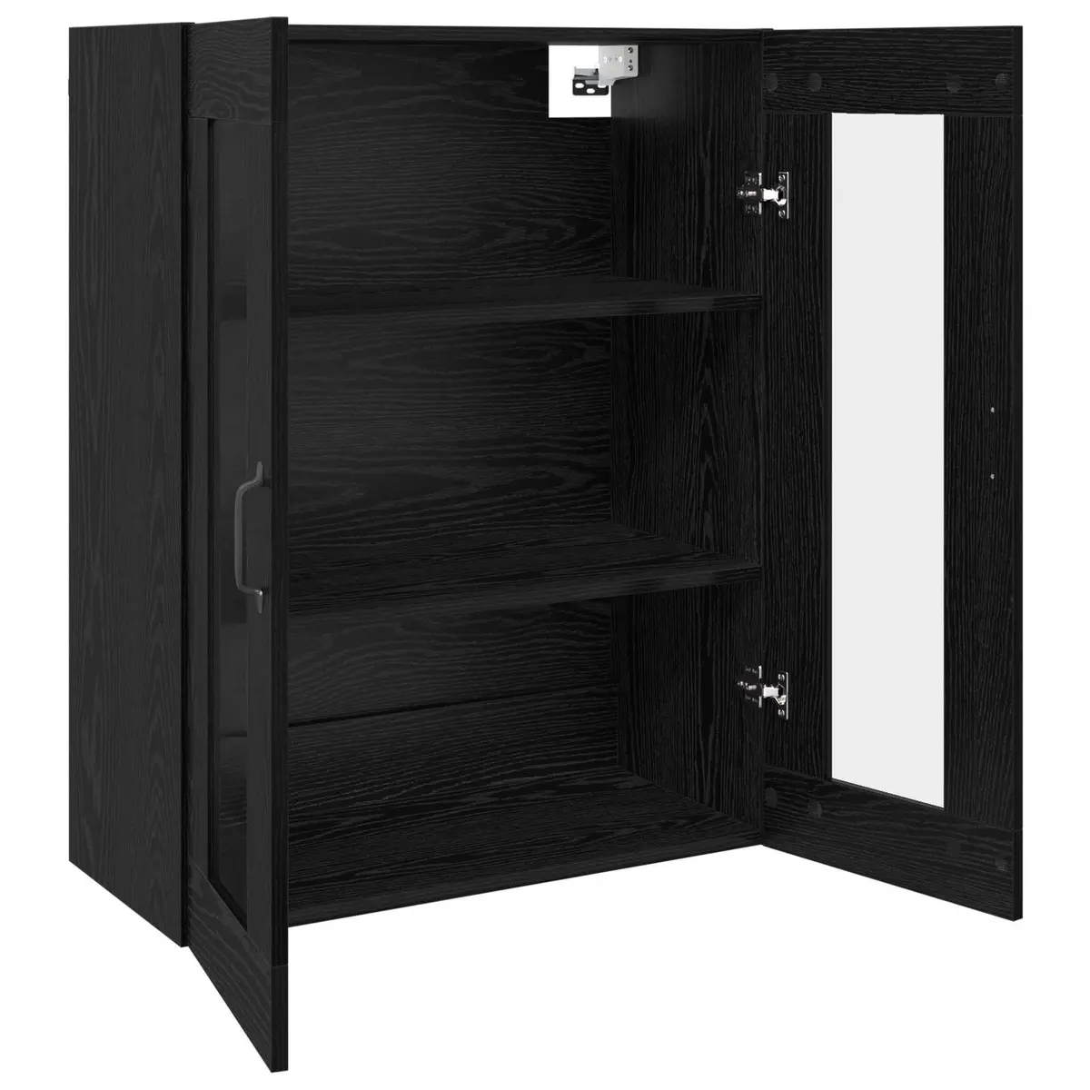 Wall-Mounted Storage Cabinet in Black Oak for Living Spaces