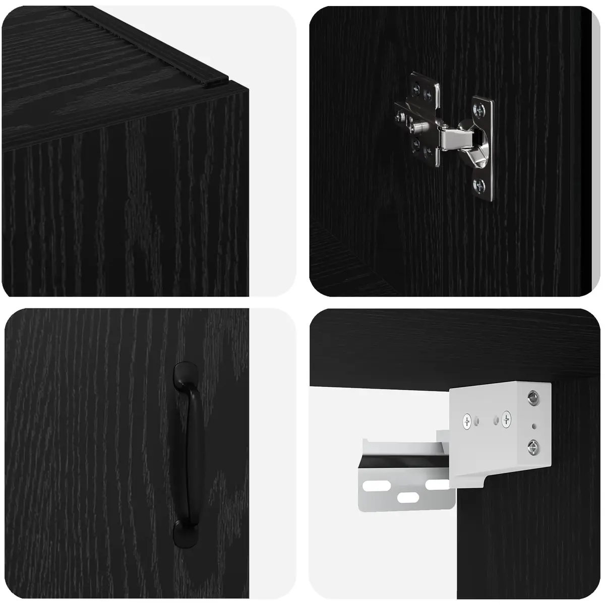 Wall-Mounted Storage Cabinet in Black Oak for Living Spaces