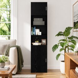 Rustic Black Oak Wall Cabinet for Your Living Room