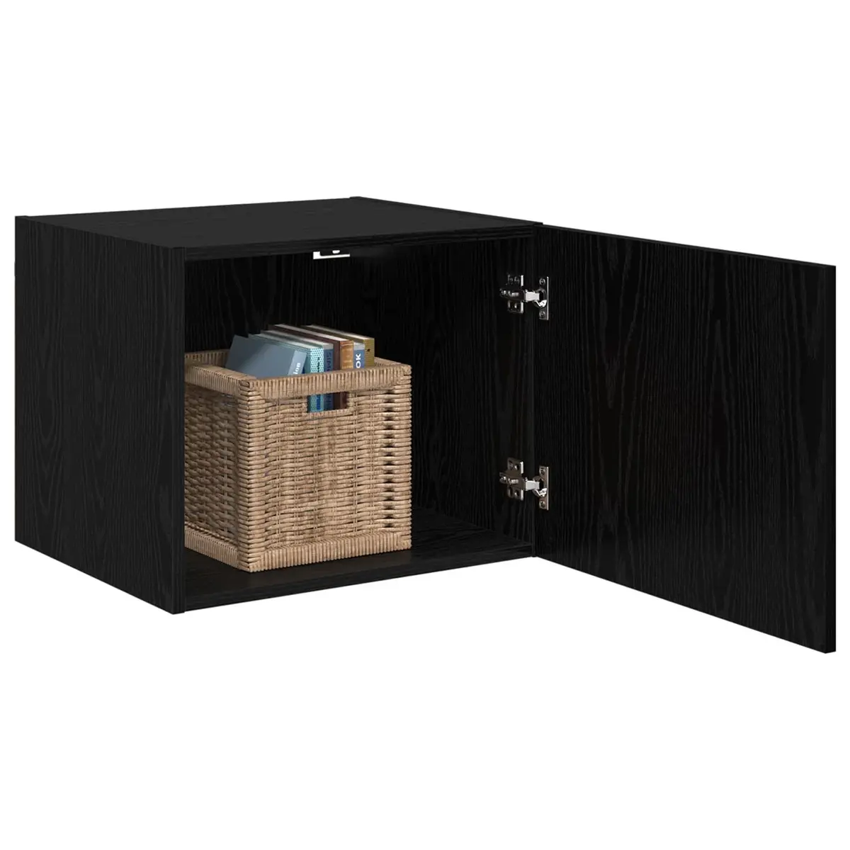 Wall Cabinet Black Oak Storage Furniture Rustic Wooden Sideboard Living Room