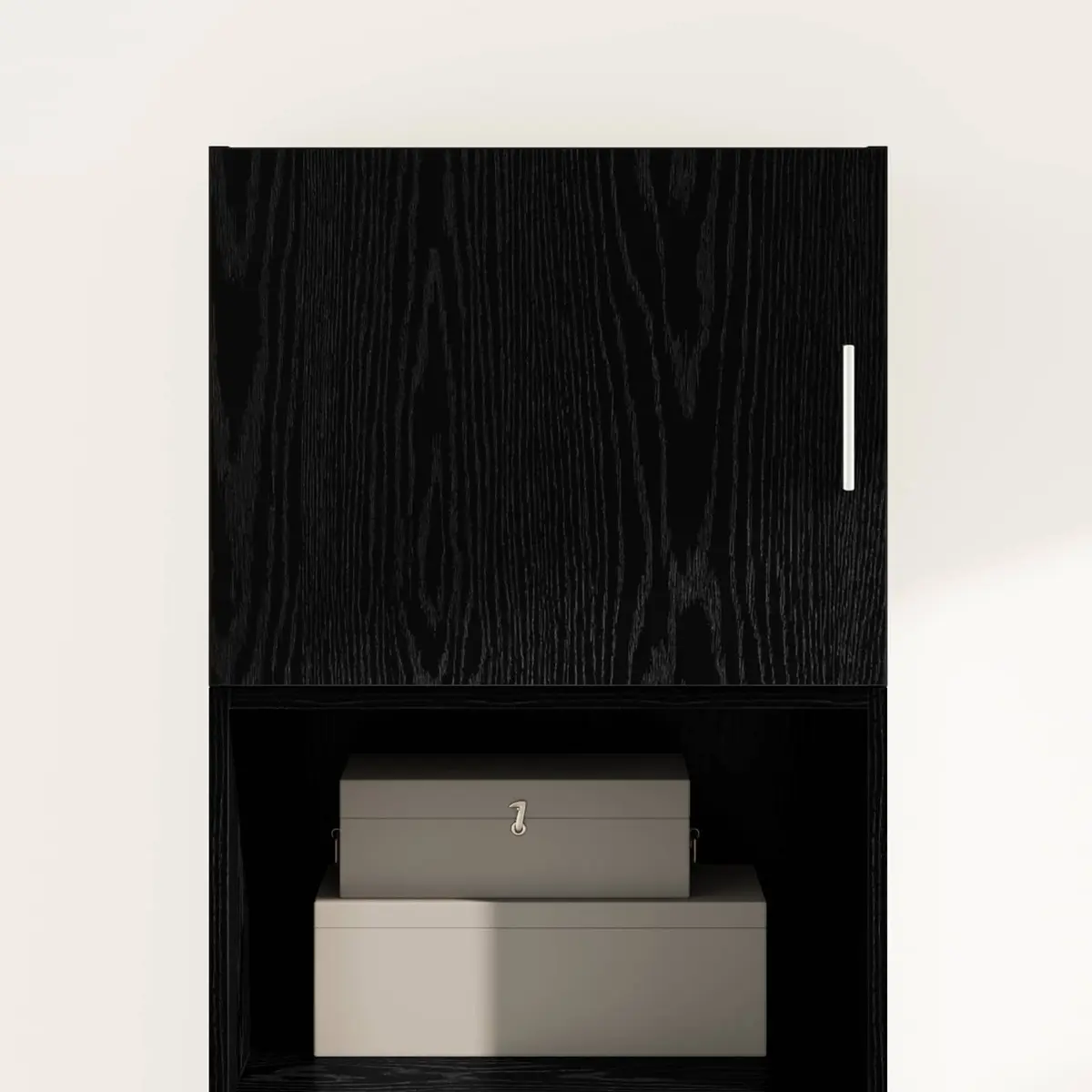 Wall Cabinet Black Oak Storage Furniture Rustic Wooden Sideboard Living Room