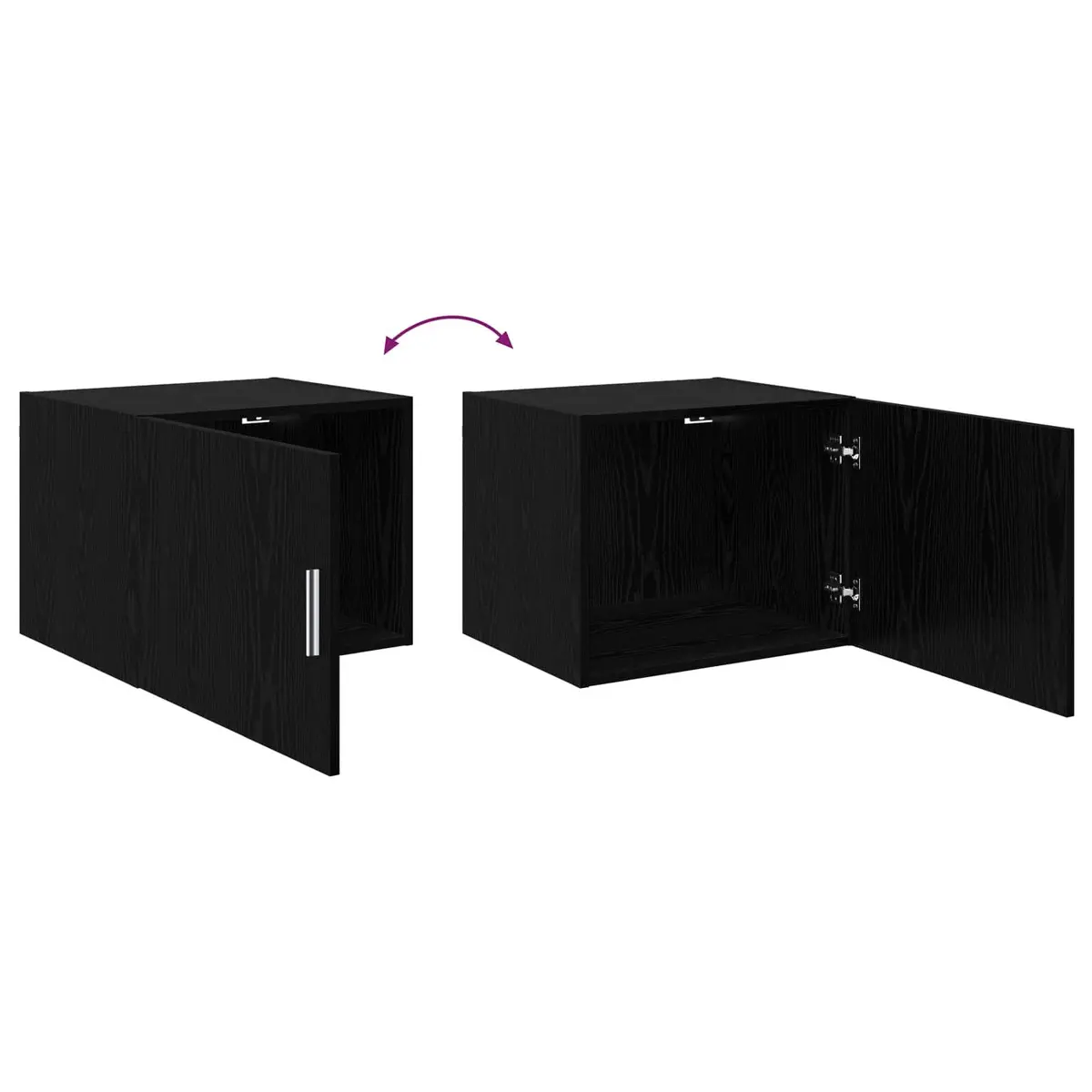 Wall Cabinet Black Oak Storage Furniture Rustic Wooden Sideboard Living Room