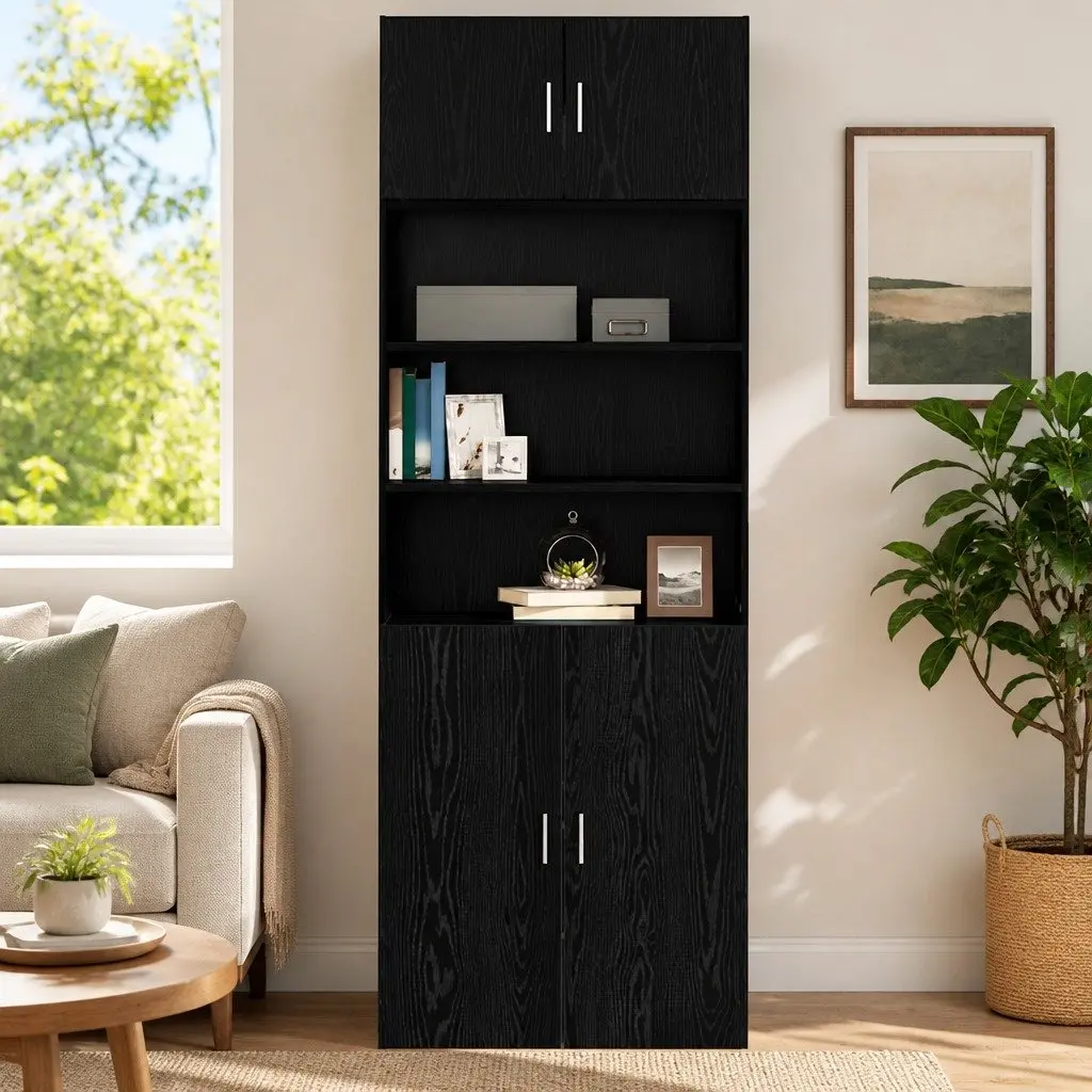 Wall Cabinet Black Oak Engineered Wood 80x42.5x40cm