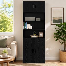 Black Oak Wall Cabinet for Living Spaces