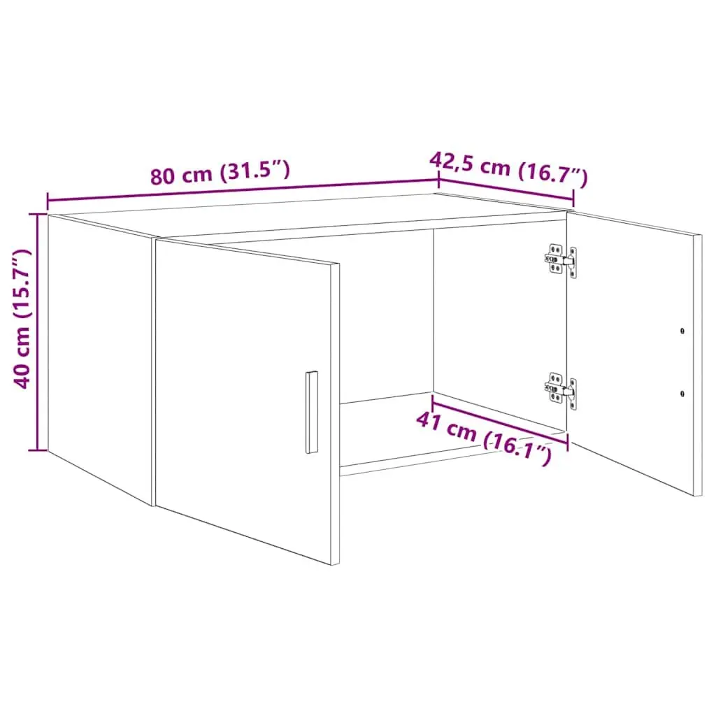 Wall Cabinet Black Oak Engineered Wood 80x42.5x40cm