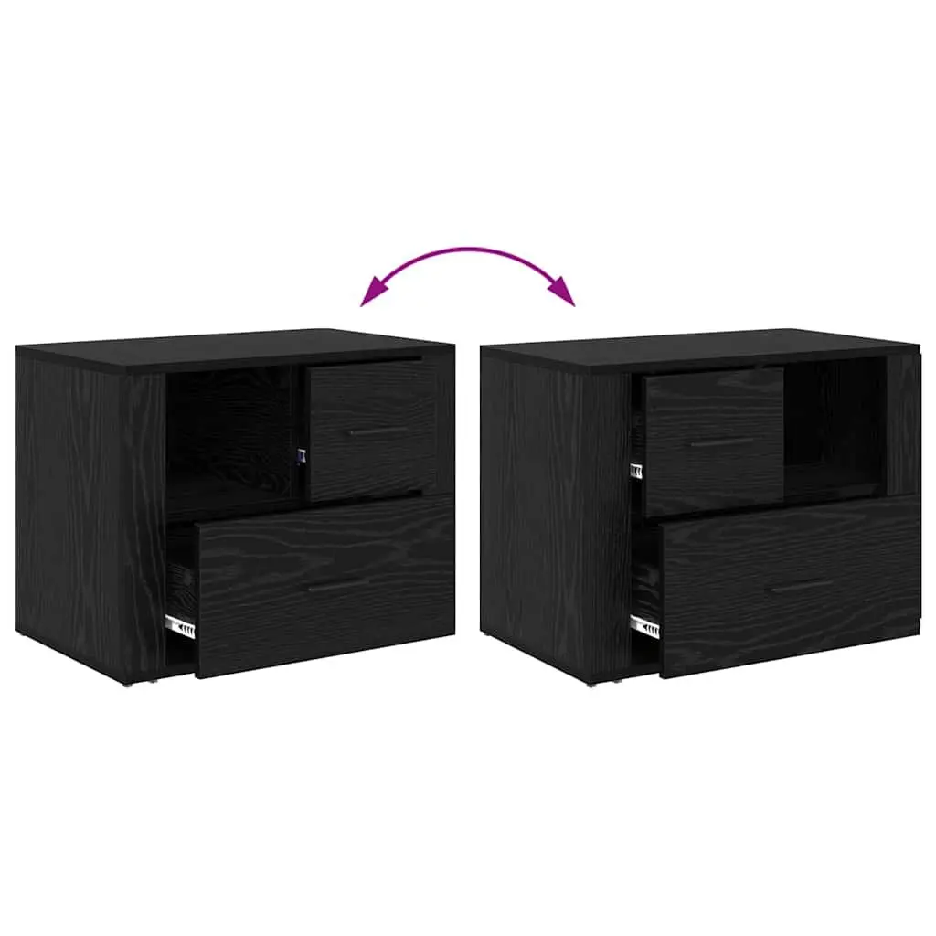 Bedside Cabinet Black Oak 35 x 60 x 50 cm Engineered Wood