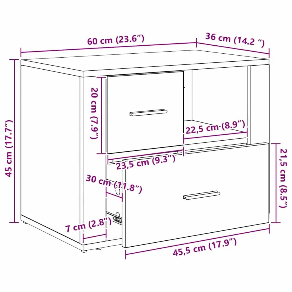 Bedside Cabinet Black Oak 35 x 60 x 50 cm Engineered Wood
