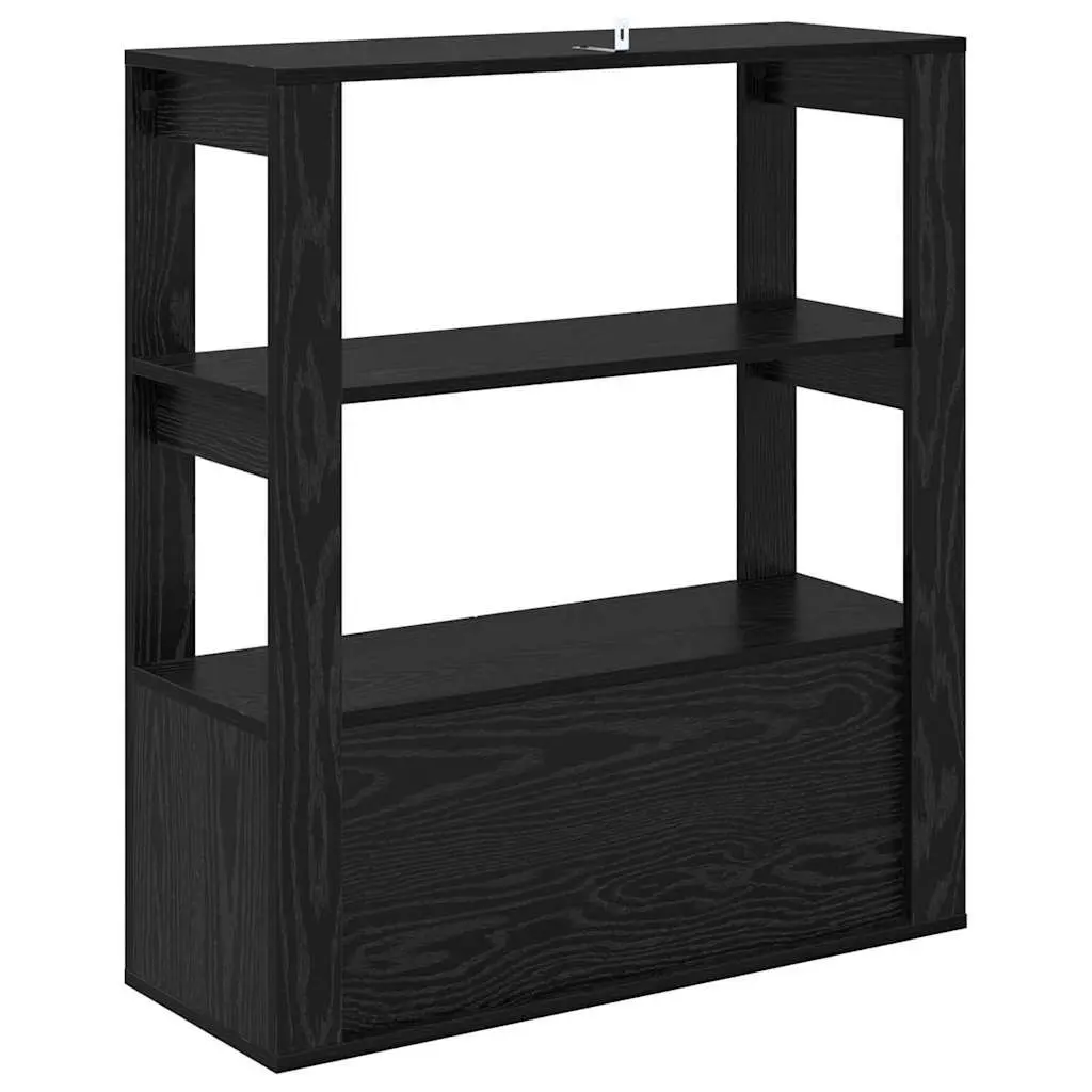 Black Oak Sideboard with Storage Shelves Flush Doors Modern Living Room