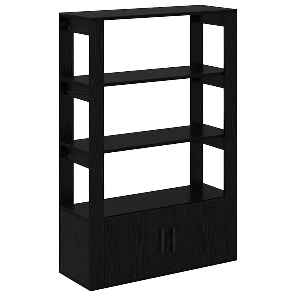 Black Sideboard Storage Cabinet Buffet with Adjustable Shelves Flush Doors