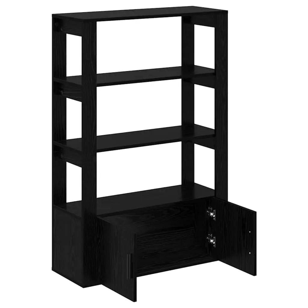 Black Sideboard Storage Cabinet Buffet with Adjustable Shelves Flush Doors